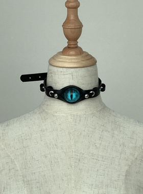 暗黑多色恶魔瞳孔之眼亚文化朋克摇滚柳钉可调节choker皮革项圈