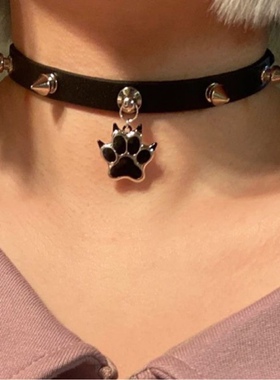 ins朋克亚文化狗爪骨头铆钉项圈choker颈圈