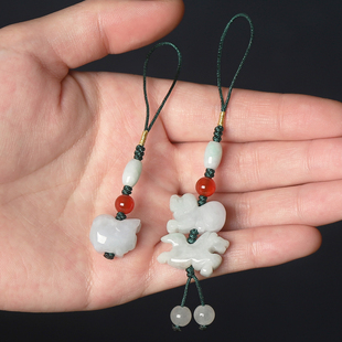 手工编织翡翠玉石十二生肖手机链 本命年三合六合好运挂件