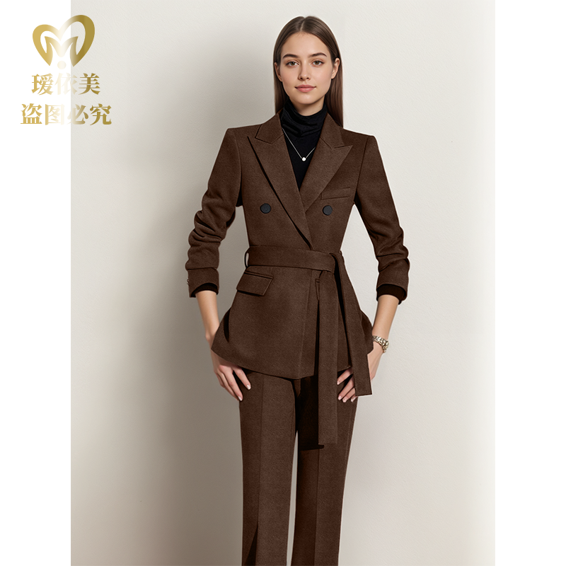 高端灰女神范通勤职业西装2025秋冬新款羊毛加厚款西装套装女显瘦