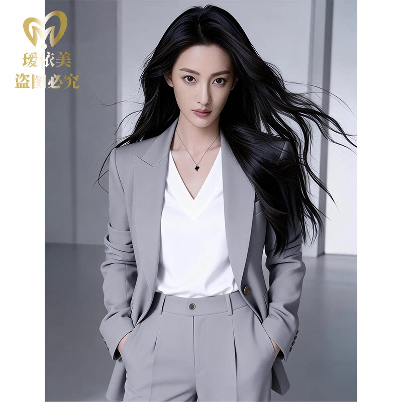 轻奢高端西装套装女爆款女装正装职业套装爆款高质感气质灰色