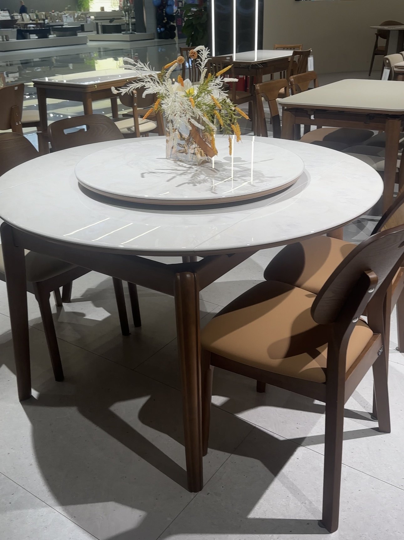 餐桌可变圆桌转盘餐桌圆形桌子可变圆桌抽拉餐桌1.05米1.2米1.3米,住宅家具,大理石餐桌,淘宝优惠券,粉丝福利购,淘宝优惠卷