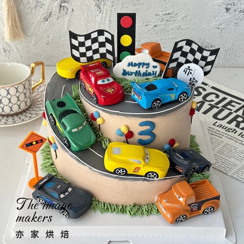 小汽车总动员生日蛋糕路标插牌