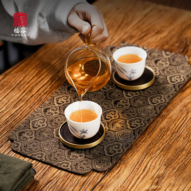 福容中式织锦干泡茶席图片