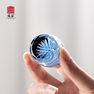 福容梦露花型盖置纯手工制作玻璃摆件家用茶盖碗茶盖置托茶道配件