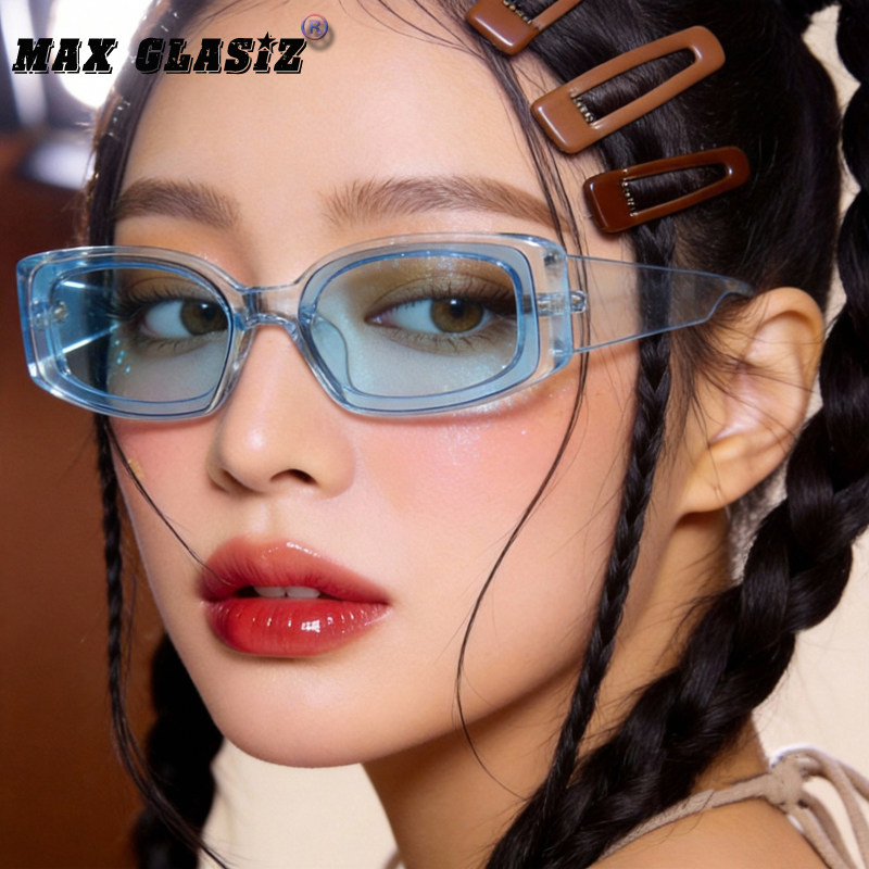 欧美风糖果色方形太阳镜女彩色透明眼镜男复古墨镜潮人街拍凹造型