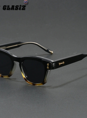 玳瑁色眼镜框架男潮文艺方形复古加厚粗框太阳镜男女防蓝光平光镜