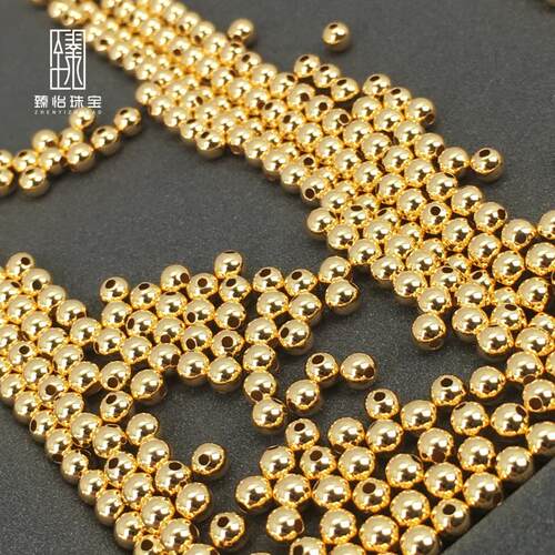 臻怡进口纯18K金珠子光珠间隔珠
