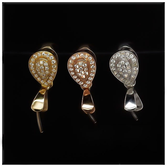 g18k金镶钻扣头瓜子扣满钻扣 g750翡翠扣 18k钻石吊坠扣 au750玉