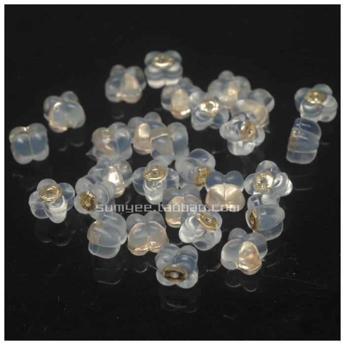 臻怡硅胶四叶草g750耳逼18k金