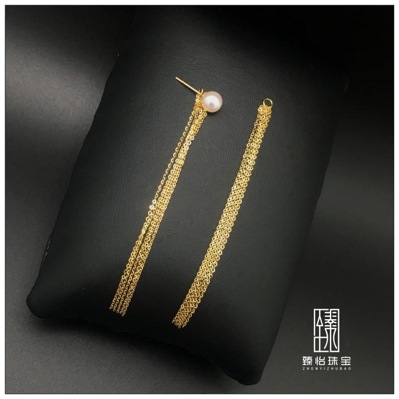 臻怡18k金耳线瀑布5条女白金紫金