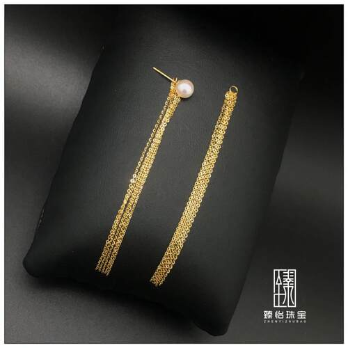 臻怡18k金耳线瀑布5条女白金紫金