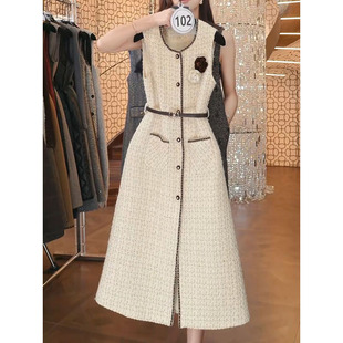 高档轻奢洋气贵夫人加厚背心裙2025冬季新款气质名媛显瘦遮肉裙子