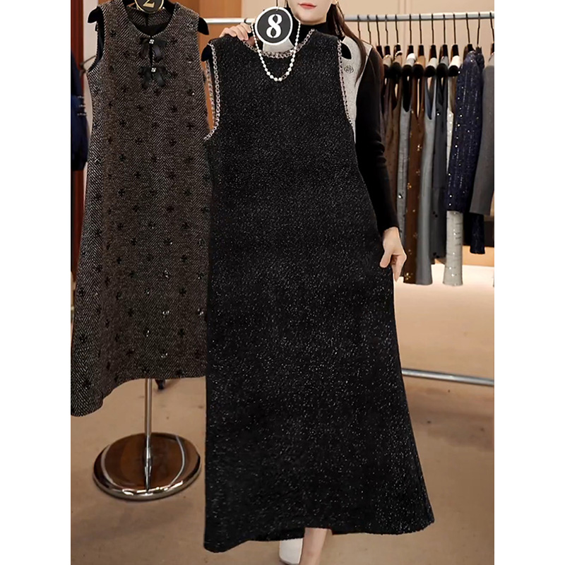 高档气质名媛纯色无袖背心裙2025秋冬新款时尚减龄百搭显瘦A字裙