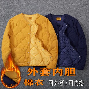 秋冬外套夹棉M65内胆男胖子复古大码棉衣绗缝加肥加大棉袄夹克潮