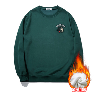 450斤400特大码加绒狼头刺绣卫衣男超大号冬装胖子加肥加大保暖衣