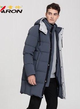 雪伦羽绒服男中长款可脱卸帽鹅绒厚拼色休闲外套