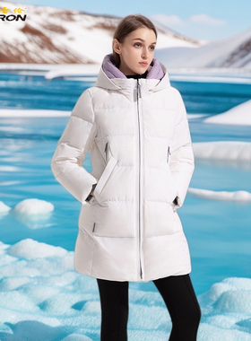雪伦羽绒服女士简约双层领中长款新国标绒子冬季新