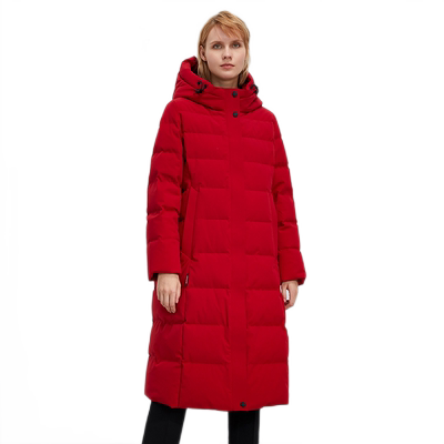 雪伦女士鹅绒长款连帽时尚羽绒服
