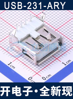 USB-231-ARY USB插座 AF 90度弯脚插件USB插座 卷边铜壳