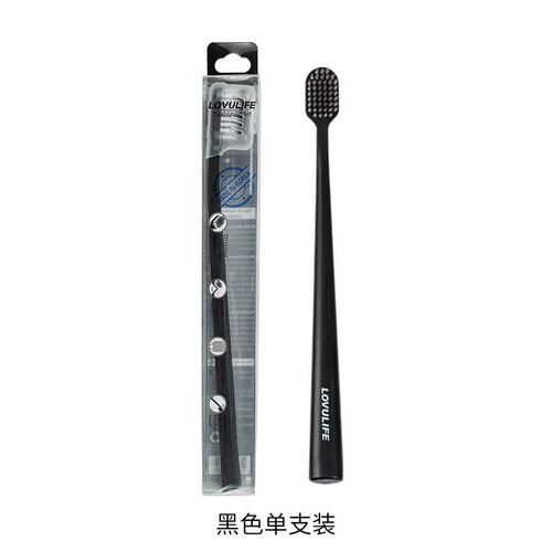 LovuLife成人软毛宽头牙刷 黑色1只装
