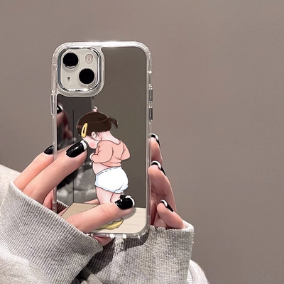 2024新款高颜值高档可爱称重女孩12手机壳11promax补妆外壳女生xs/13适用苹果xr镜面8plus/14/15镜子x保护套7