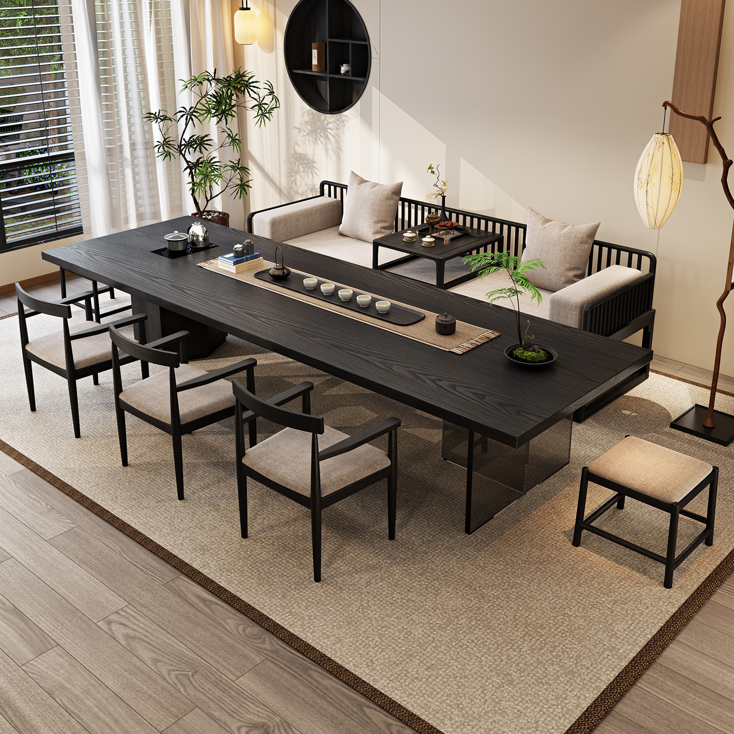 新中式实木罗汉床茶桌椅组合