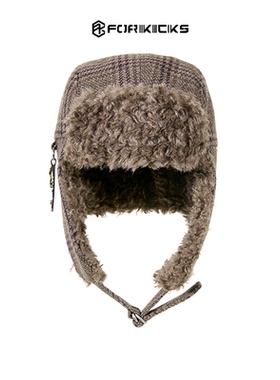 25款户外旅游羊毛混纺英伦格子飞行员帽保暖雷锋帽子零下护耳防冻