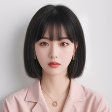 假发女短发夏天薄款自然仿真发全头套式减龄波波头黑色整顶假发套