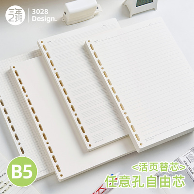 三年二班B5任意孔活页纸