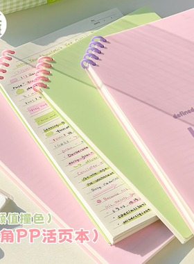三年二班 LUCKYDAY斜角PP活页本笔记本本子线圈本斜上翻高颜值ins风B5不硌手简约记事本学生用初高中生考研