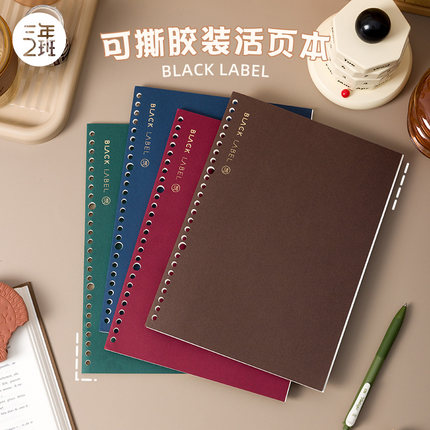 三年二班 可撕胶装活页本高颜值笔记本本子学生用线圈替芯K简约ins风记事本考研日记本会议记录本文具错题本