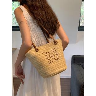 草包单肩 海边沙滩法式 编织草编包新款 包包女2025夏天藤编度假夏季