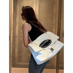 双链条流浪包女小香风大包包大容量斜挎包褶皱单肩包时尚通勤包潮