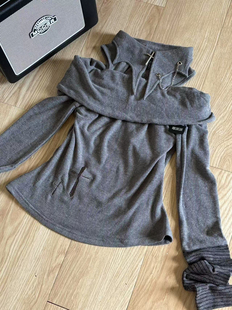 摄魂男爵/漏肩蝙蝠领亚宅萌修身一字领上衣莓派派原创