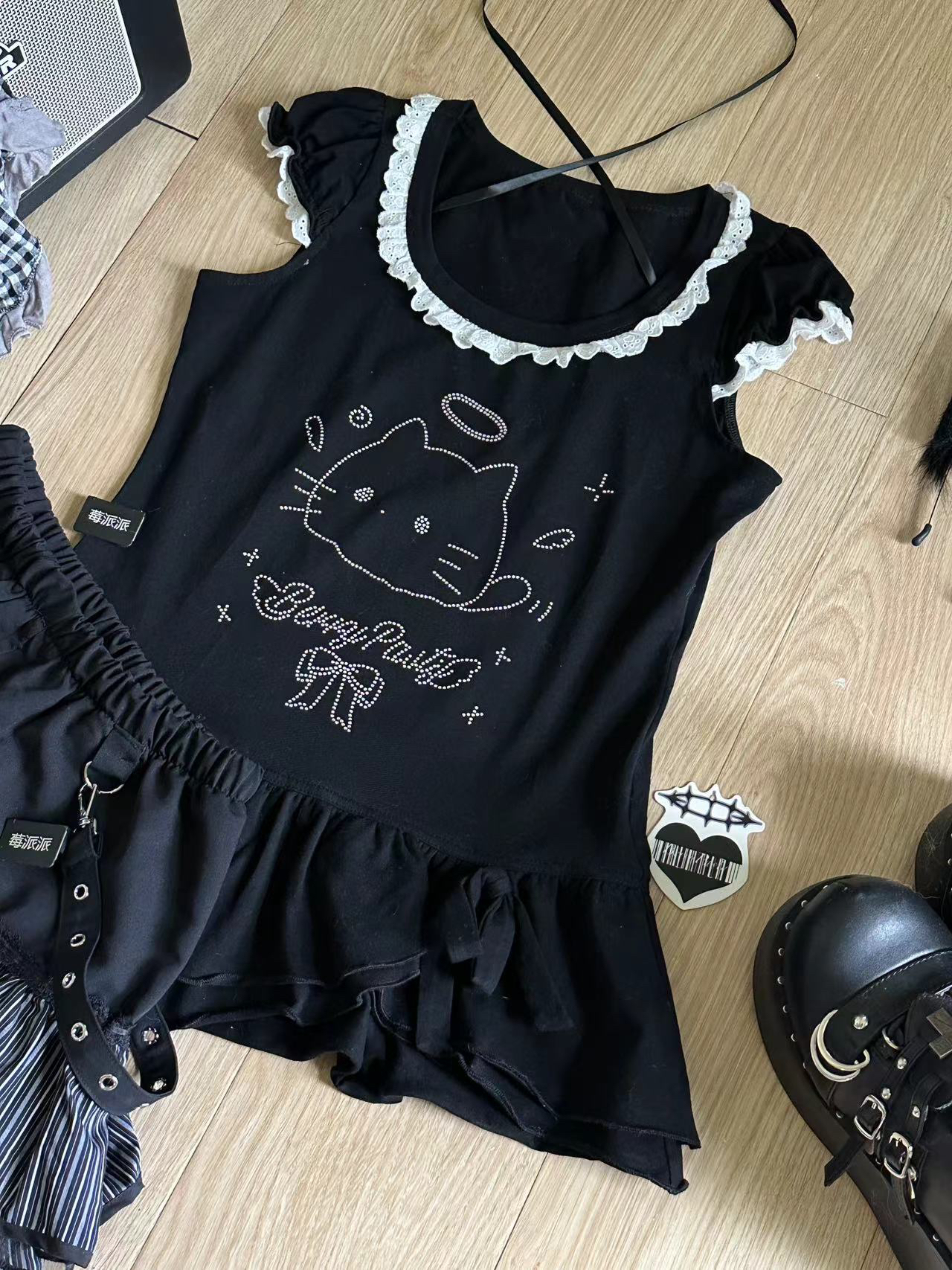 觅心甜喵/纯棉T恤 莓派派原创