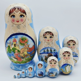 俄罗斯套娃10层正版风干椴木哈尔滨旅游纪念品节日礼物摆件儿童