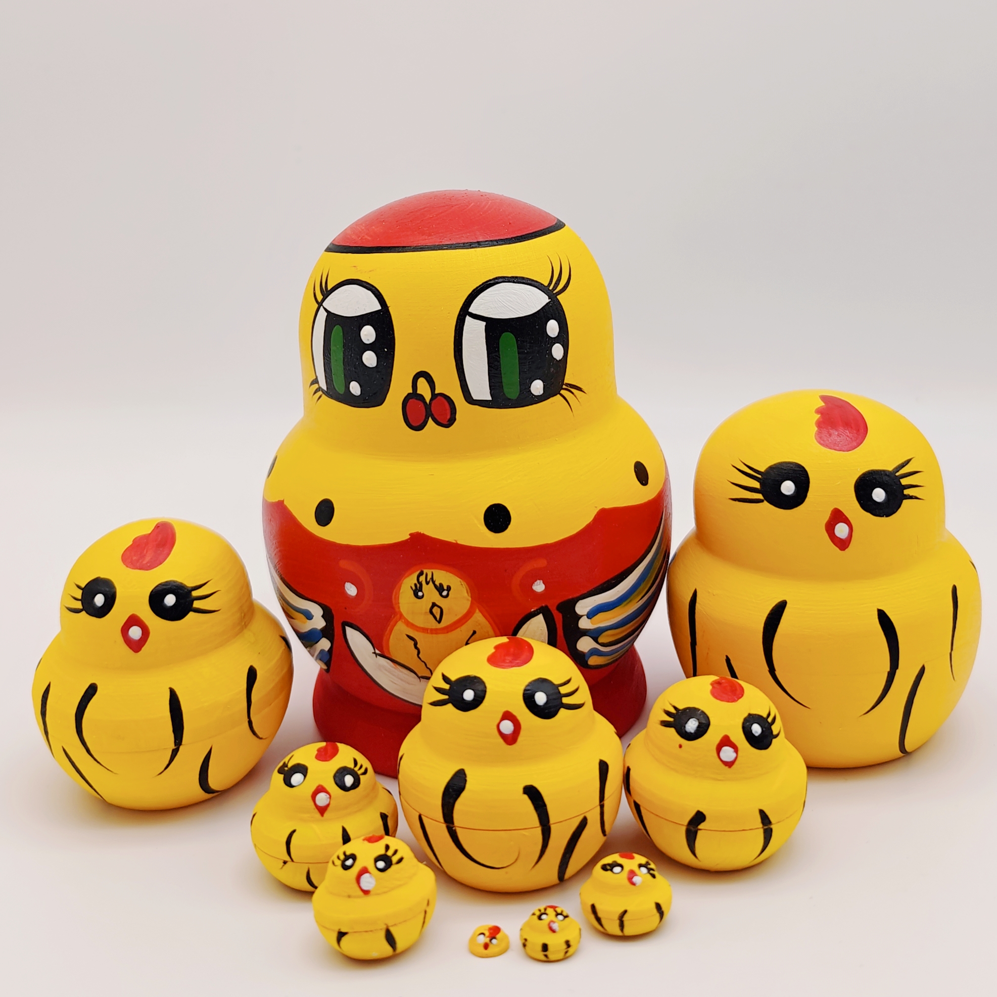 俄罗斯套娃10层小黄鸡 放在地上捡不完的玩具创意摆件礼物