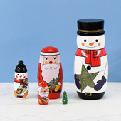 俄罗斯套娃5层圣诞老人卡通可爱儿童玩具创意摆件节日礼物