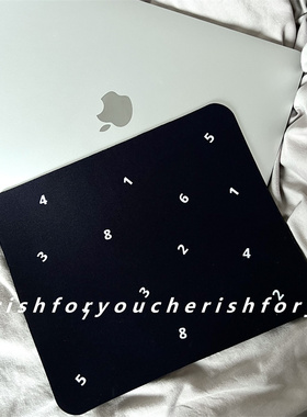 ins风黑色鼠标垫数字印花简约原创小众电脑办公鼠标垫