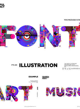 A1878矢量抽象现代几何渐变图形拼贴风格英文字母图案 AI设计素材