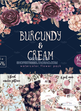 P0052高清PS设计素材 唯美水彩花卉花叶纹理边框印花背景图png