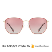 Polaroid 金属圆框太阳镜女时尚 遮阳墨镜老钱风渐变色眼镜