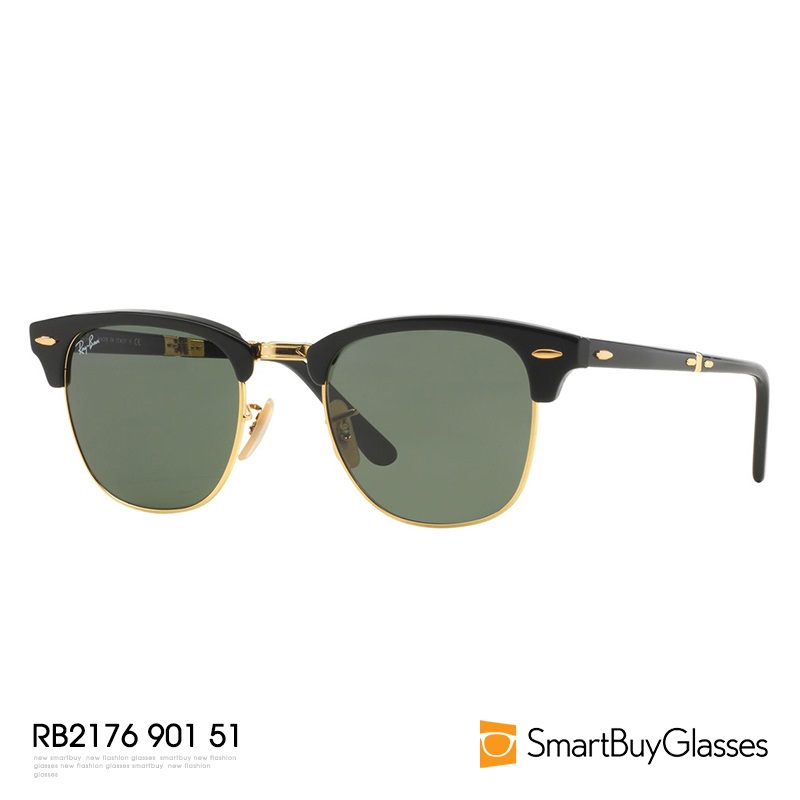 Rayban雷朋太阳眼镜正品男女 可折叠半框复古军绿色墨镜 RB2176