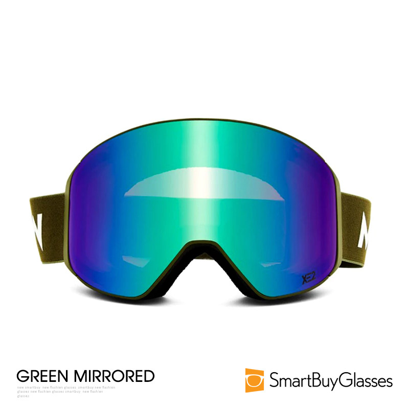 绿色镜面运动护目滑雪眼镜户外运动滑雪镜防雾镜智能眼镜ARMY风格