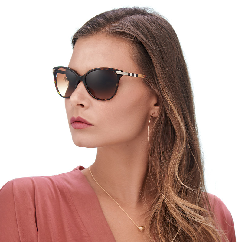 burberry博柏利太阳眼镜欧美女大框显脸小猫眼端庄墨镜 BE4216