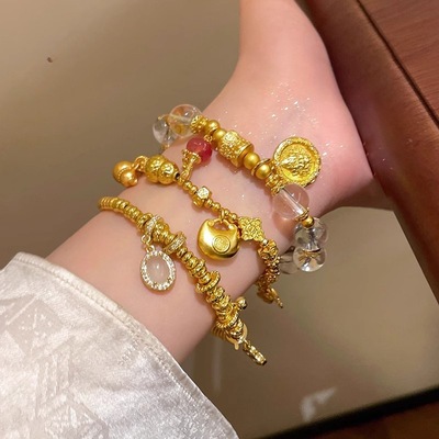 黄金色小胖福葫芦盘缠手链