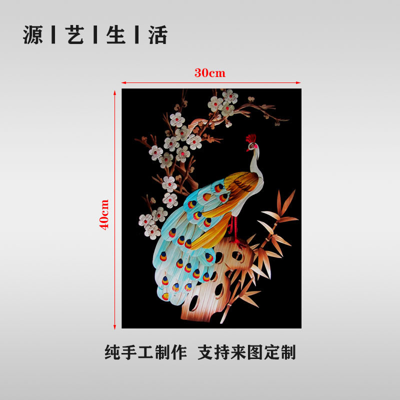 纯手工制作正方形装饰挂画精品麦秆麦草画芦苇画现代简约装饰吉祥