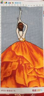 纯手工绣制成品红色芳华漫画卡通美女背影竖版玄关客厅卧室装饰画