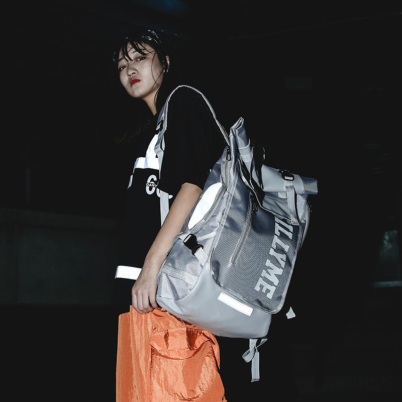 Chaopai Reflective student schoolbag Trend personality Backpack Hip hop High-capacity canvas knapsack waterproof Travelling bagin the Leather/Lady bags/Men's bag, Backpack  category - from Buy2taobao.com to provide professional Taobao agent buy service